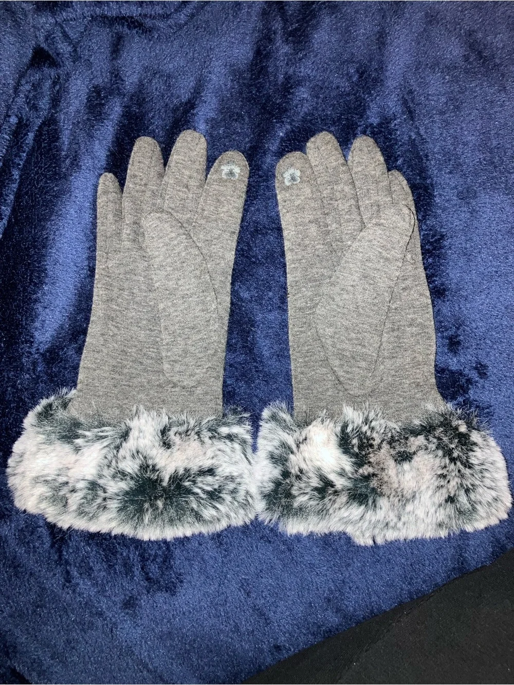 Fur and Rhinestone Winter Gloves